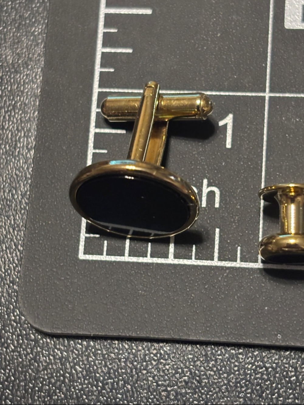 Emanuel Ungaro Black and Gold Round Cufflinks with Matching Studs - Picture 4 of 13